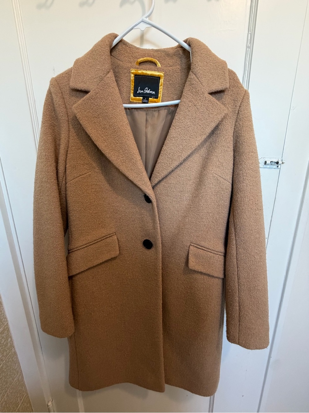 Sam Edelman Camel Single-Breasted Wool-Blend Coat